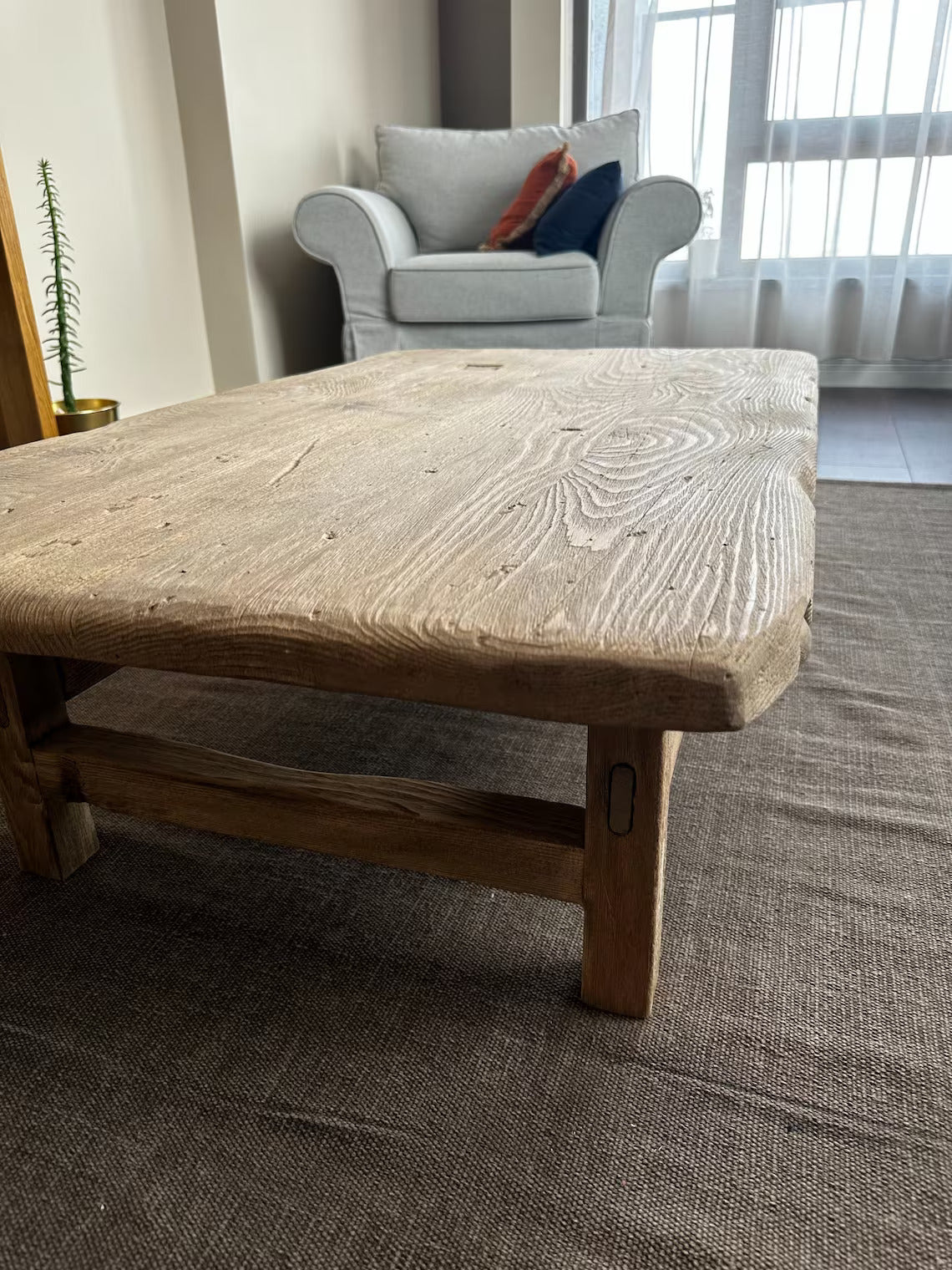 Rustic Large Coffee Table • Reclaimed Live Edge Wood • Handmade Furniture