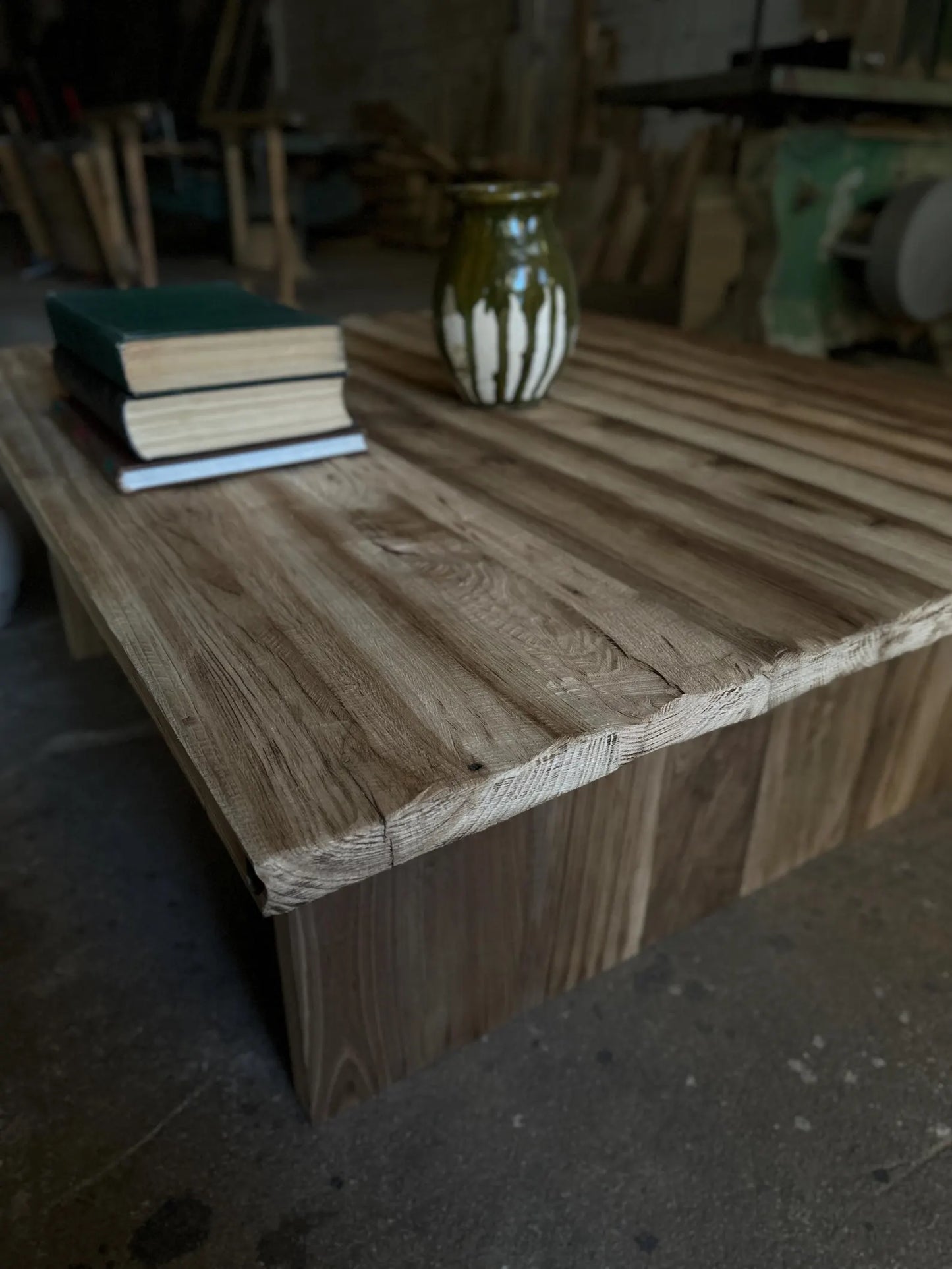 Rustic Reclaimed Low Oak Wood Coffee Table • Living Room Handmade Furniture