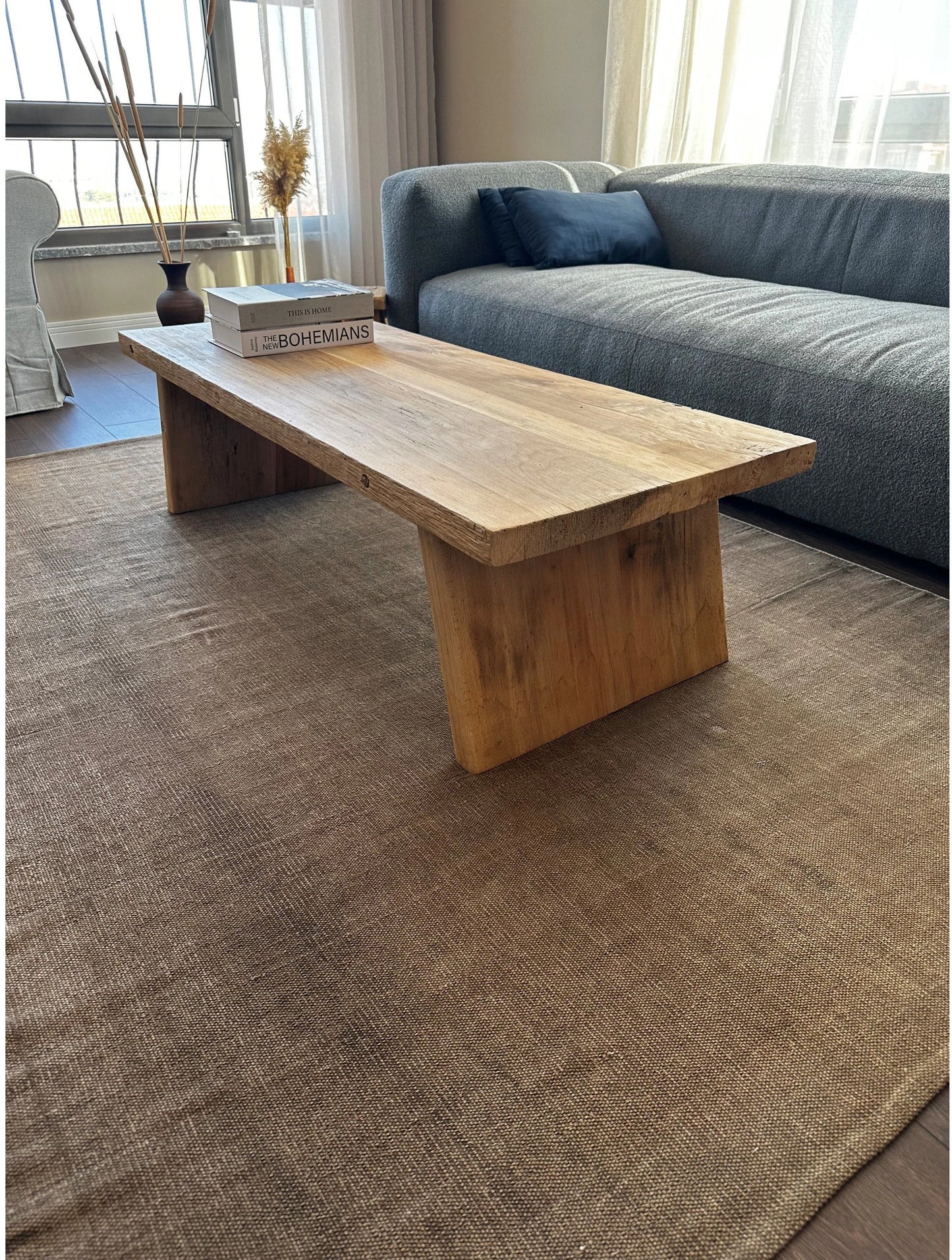 Rustic Large Coffee Table • Reclaimed Live Edge Wood • Handmade Furniture