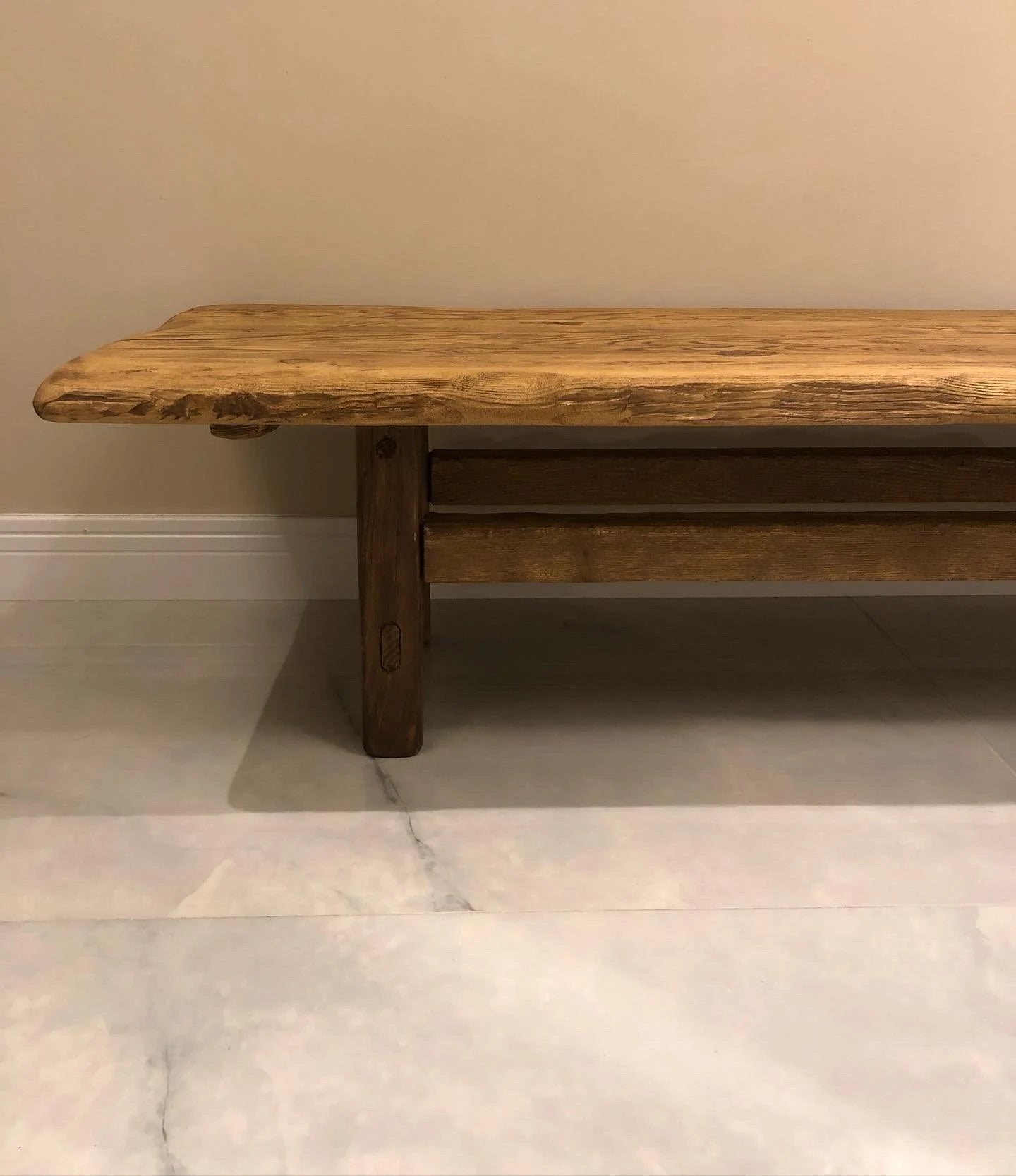 Unique Rustic Chestnut Wood Coffee Table • Reclaimed Live Edge Handmade Living Room Furniture