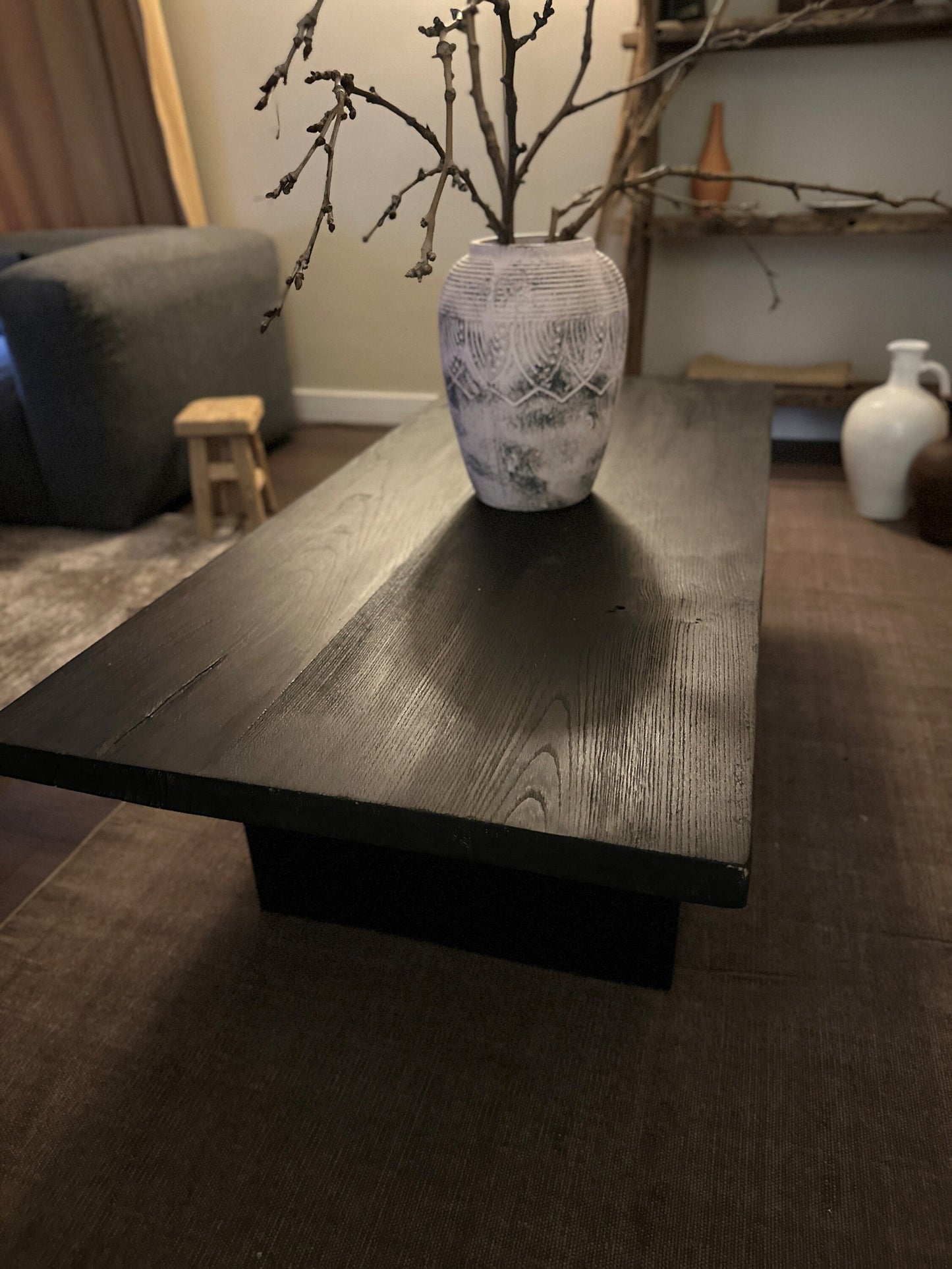 Black Coffee Table • Reclaimed Oak Solid Wood