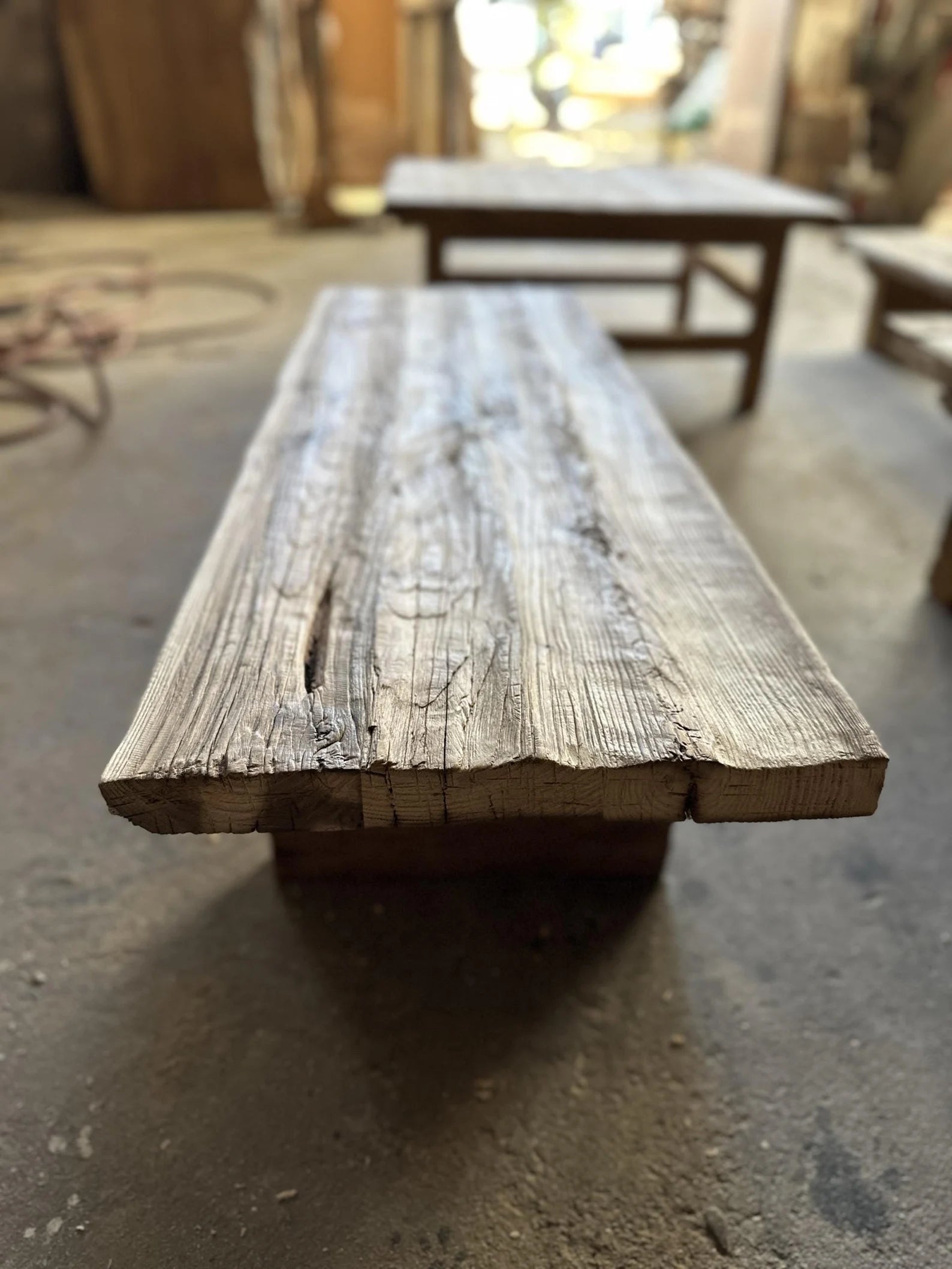 Rustic Low Oak Wood Coffee Table • Living Room Handmade Furniture