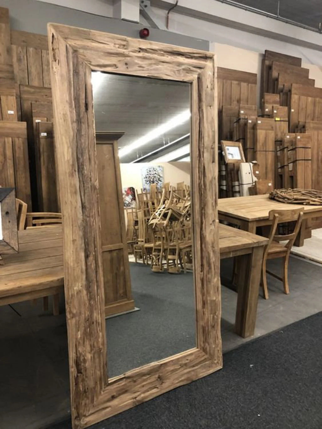Reclaimed Wood Floor Mirror – Rustic Wood Large Mirror
