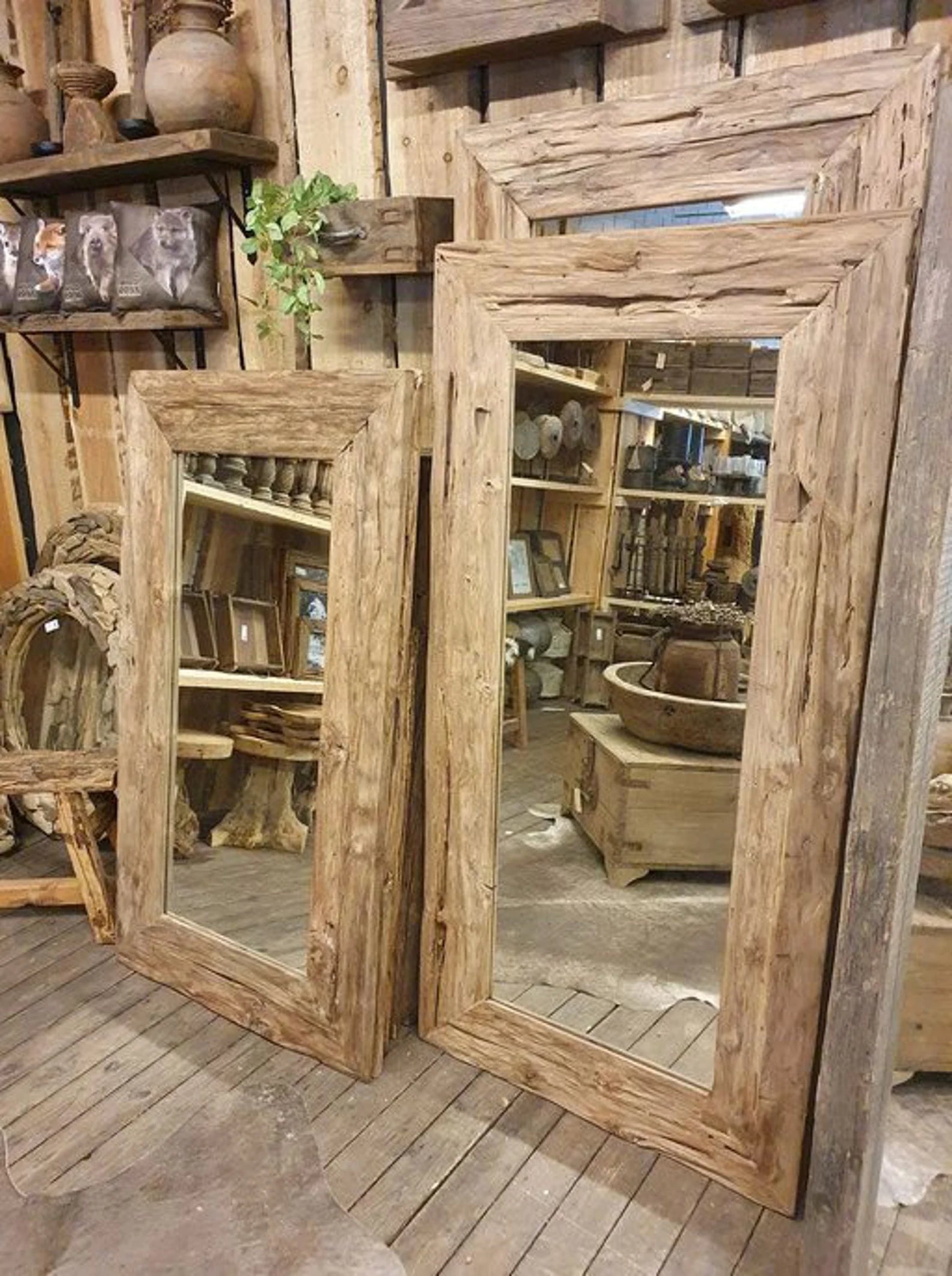Reclaimed Wood Floor Mirror – Rustic Wood Large Mirror