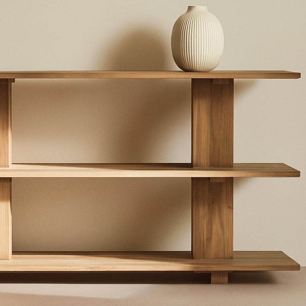 Reclaimed Wooden Shelving Unit With Three Shelves • Rustic Wood Shelf for Living Room