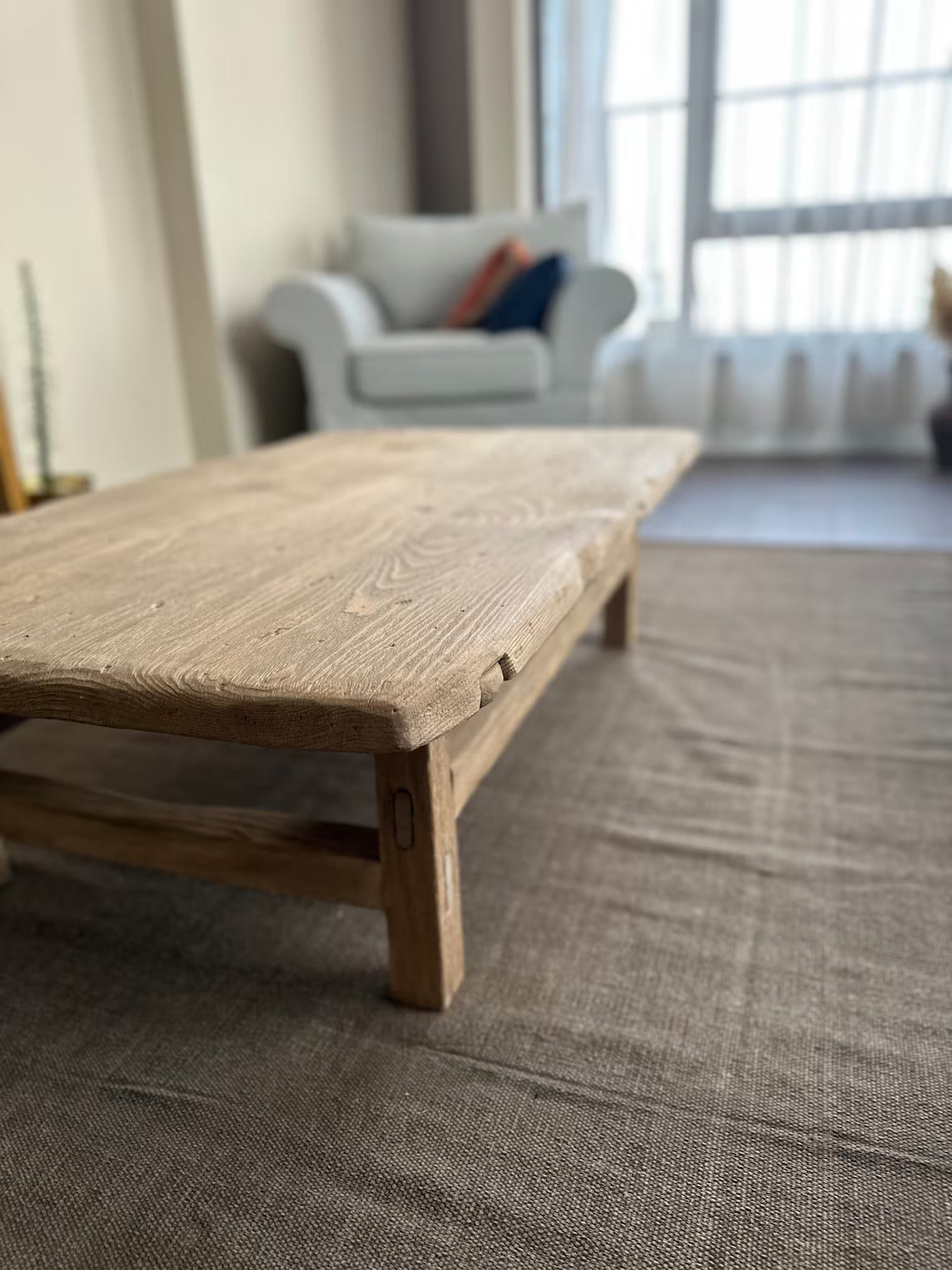 Rustic Large Coffee Table • Reclaimed Live Edge Wood • Handmade Furniture