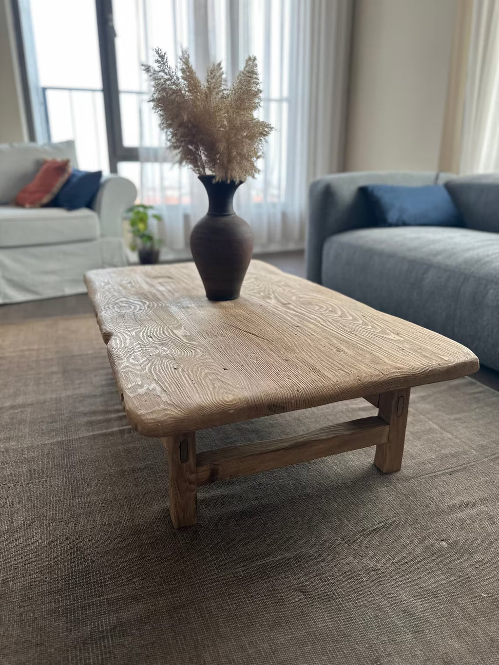 Rustic Large Coffee Table • Reclaimed Live Edge Wood • Handmade Furniture