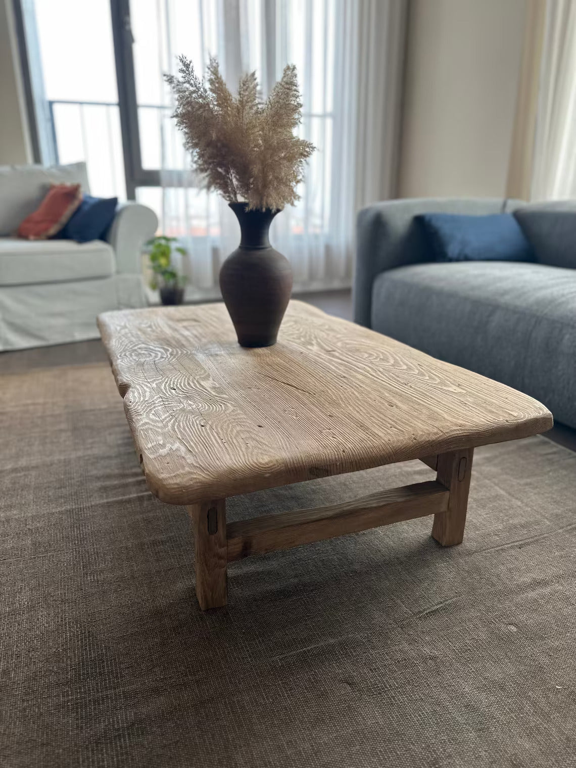 Rustic Large Coffee Table • Reclaimed Live Edge Wood • Handmade Furniture