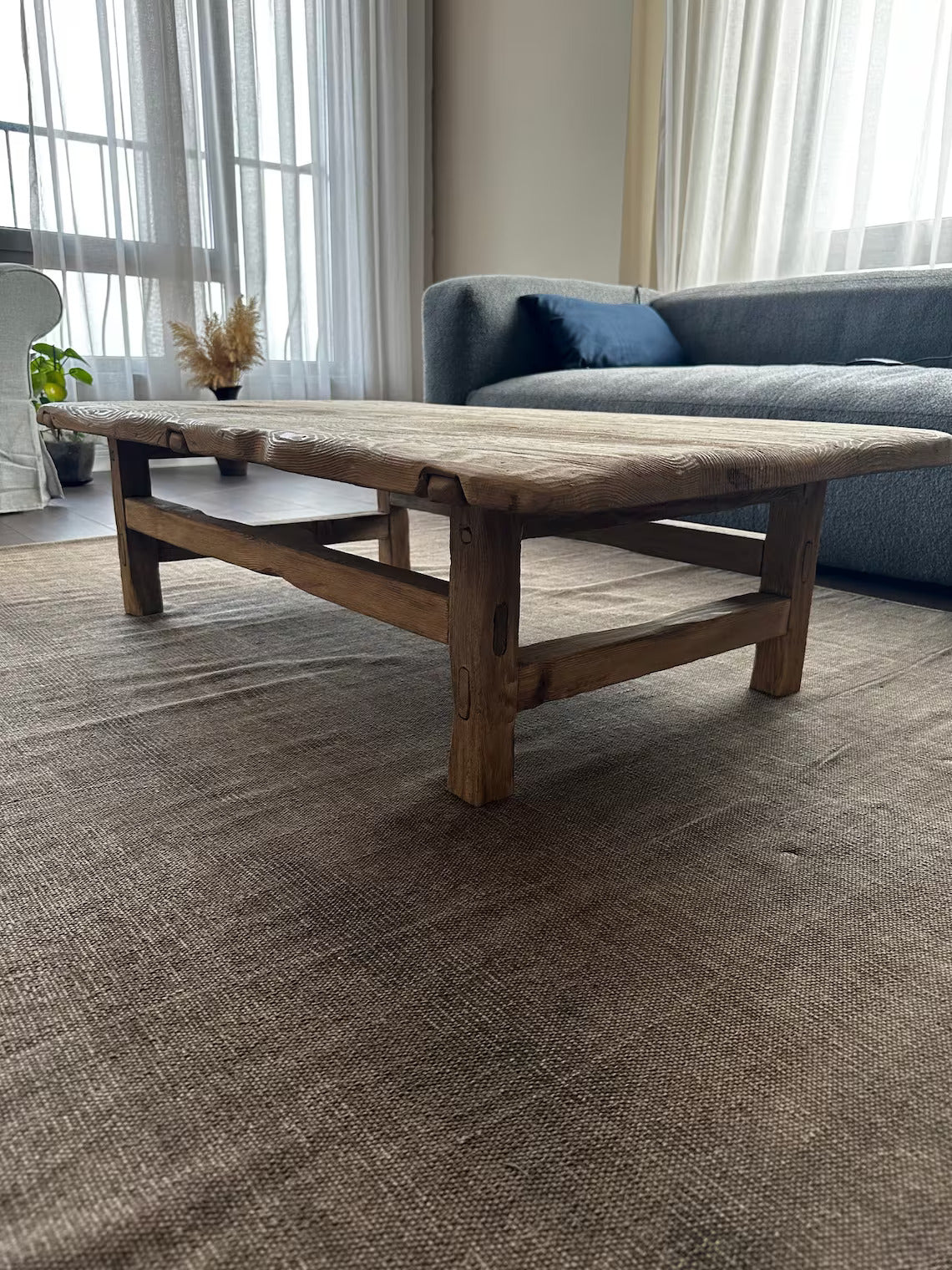 Rustic Large Coffee Table • Reclaimed Live Edge Wood • Handmade Furniture