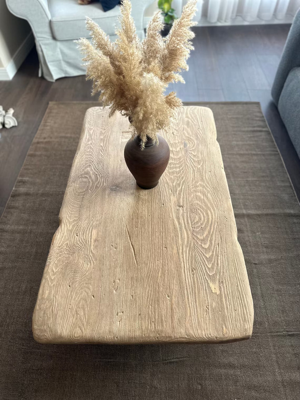 Rustic Large Coffee Table • Reclaimed Live Edge Wood • Handmade Furniture