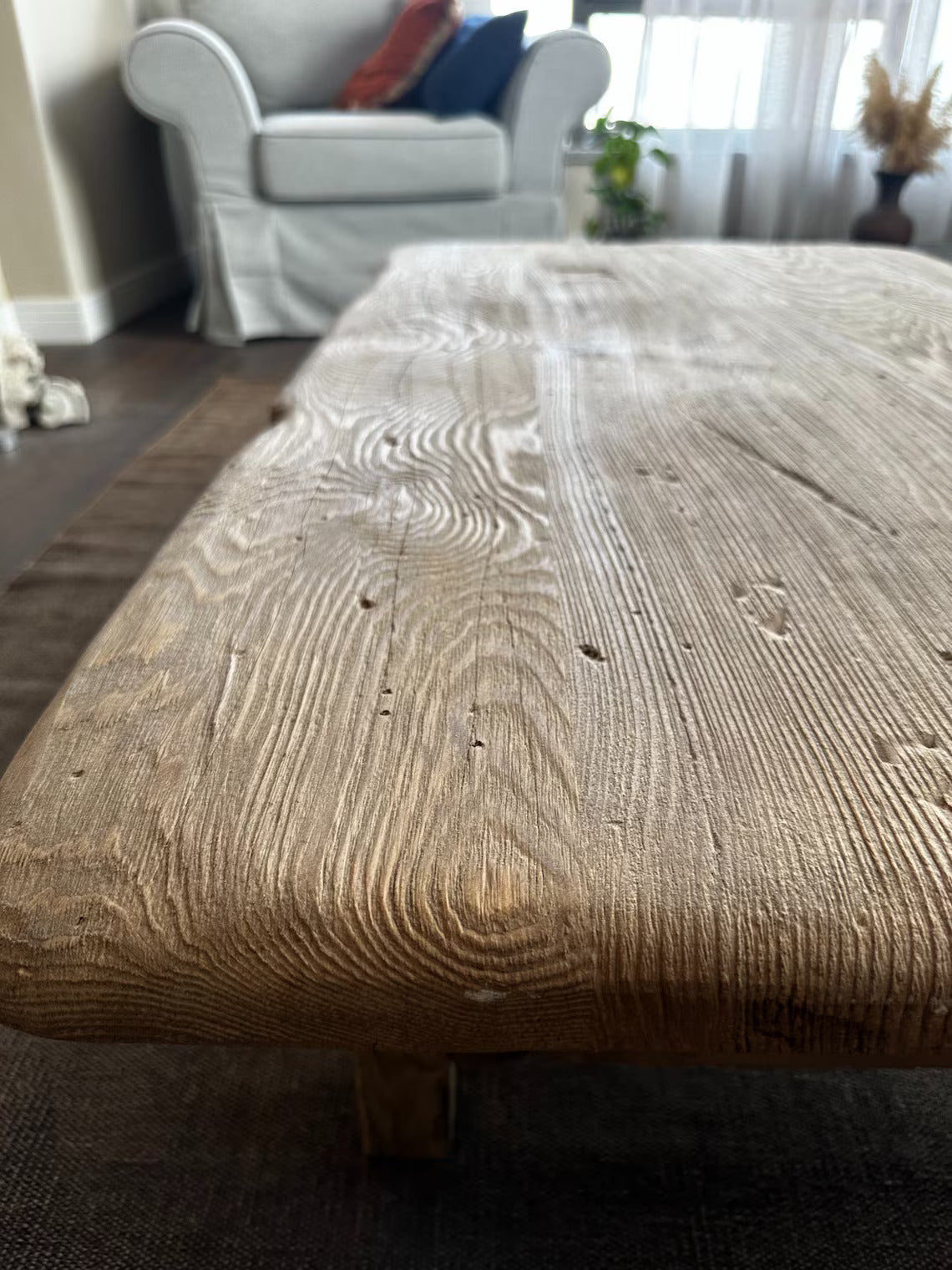 Rustic Large Coffee Table • Reclaimed Live Edge Wood • Handmade Furniture