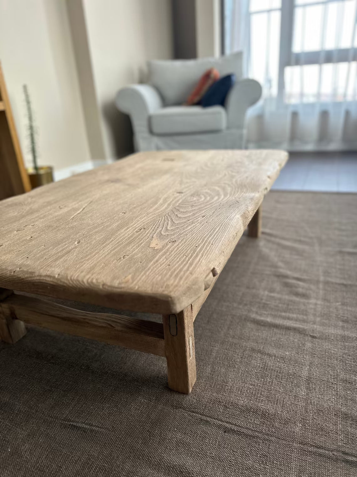 Rustic Large Coffee Table • Reclaimed Live Edge Wood • Handmade Furniture