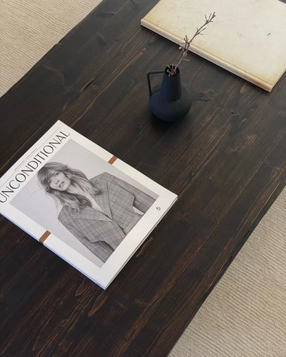 Rustic Low Wood Dark Brown Coffee Table • Living Room Handmade Furniture