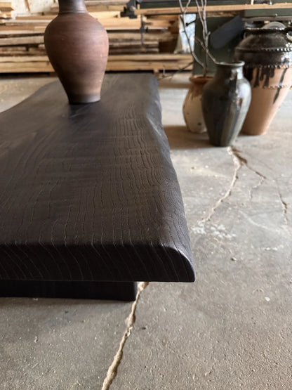 Shou Sugi Ban Reclaimed Wood Coffee Table • Smooth Dark Low End Table