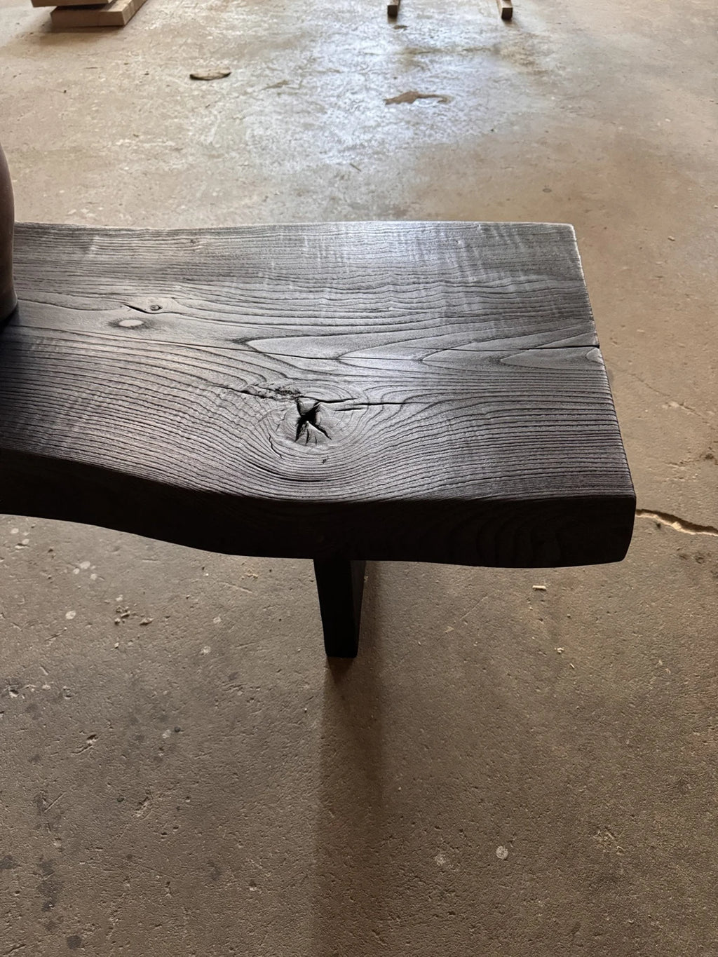 Shou Sugi Ban Reclaimed Wood Coffee Table • Smooth Dark Low End Table