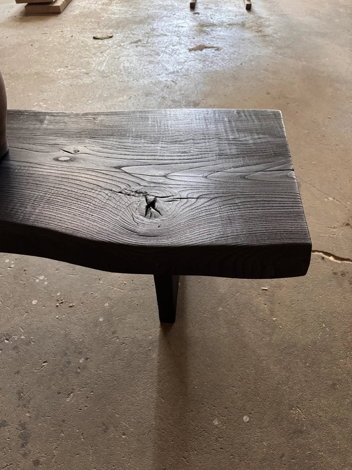 Shou Sugi Ban Reclaimed Wood Coffee Table • Smooth Dark Low End Table