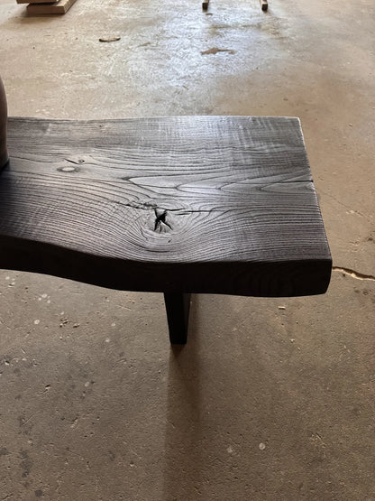 Shou Sugi Ban Reclaimed Wood Coffee Table • Smooth Dark Low End Table