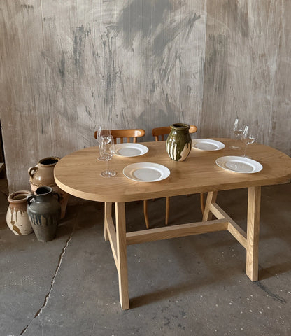 Oak Wood Dining Table • Handmade Farmhouse Dining Table