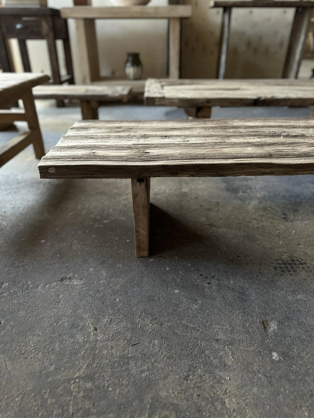 Rustic Low Oak Wood Coffee Table • Living Room Handmade Furniture