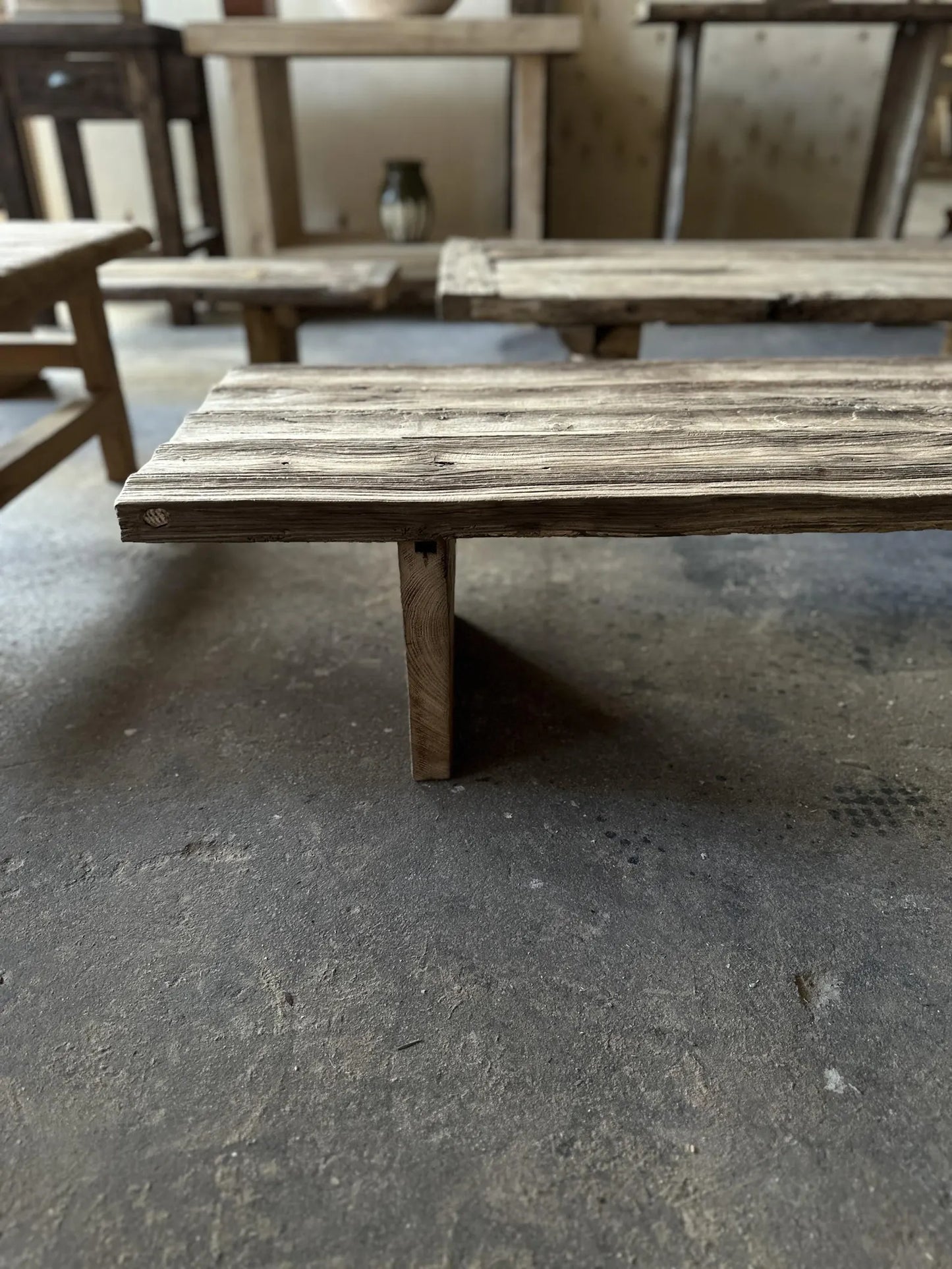 Rustic Low Oak Wood Coffee Table • Living Room Handmade Furniture