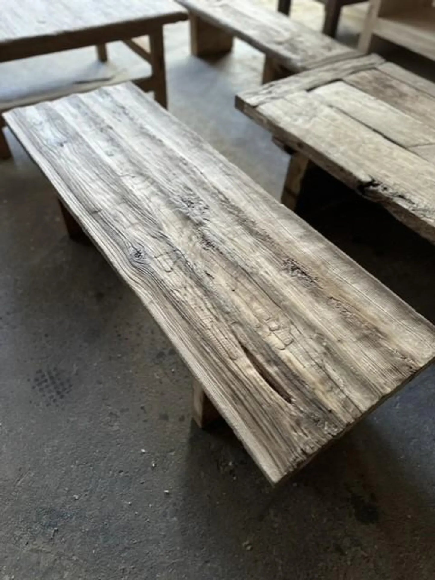 Rustic Low Oak Wood Coffee Table • Living Room Handmade Furniture