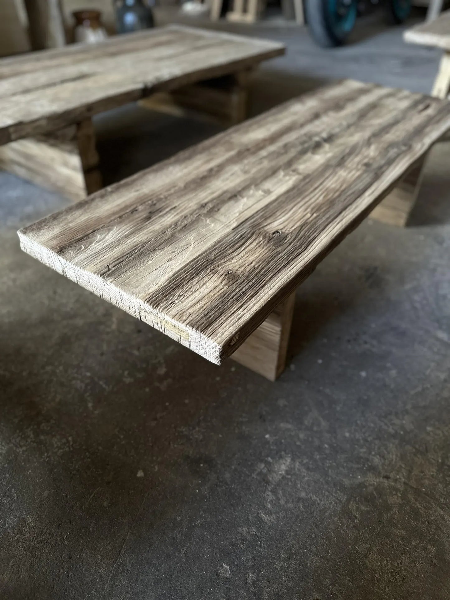 Rustic Low Oak Wood Coffee Table • Living Room Handmade Furniture