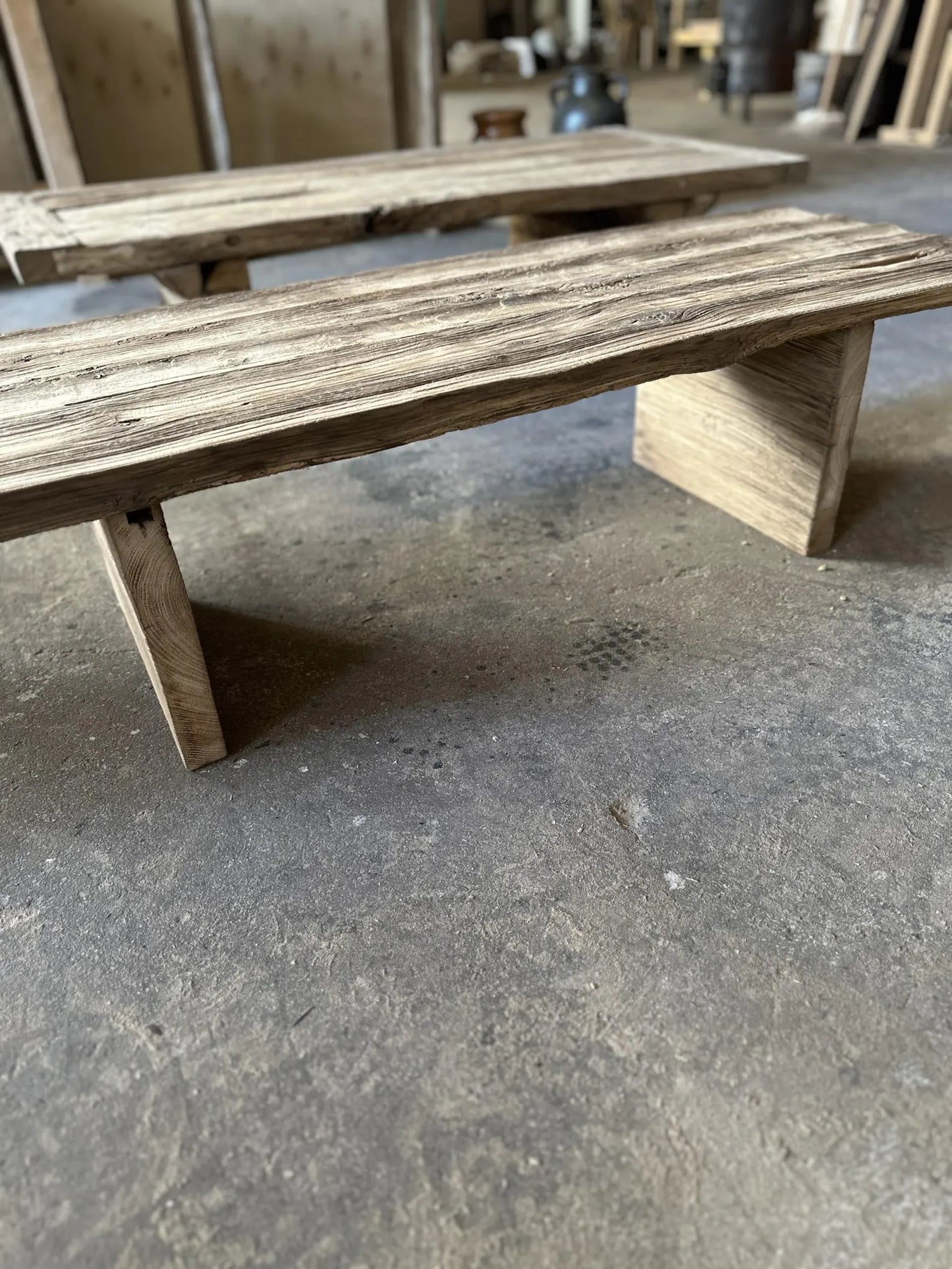 Rustic Low Oak Wood Coffee Table • Living Room Handmade Furniture