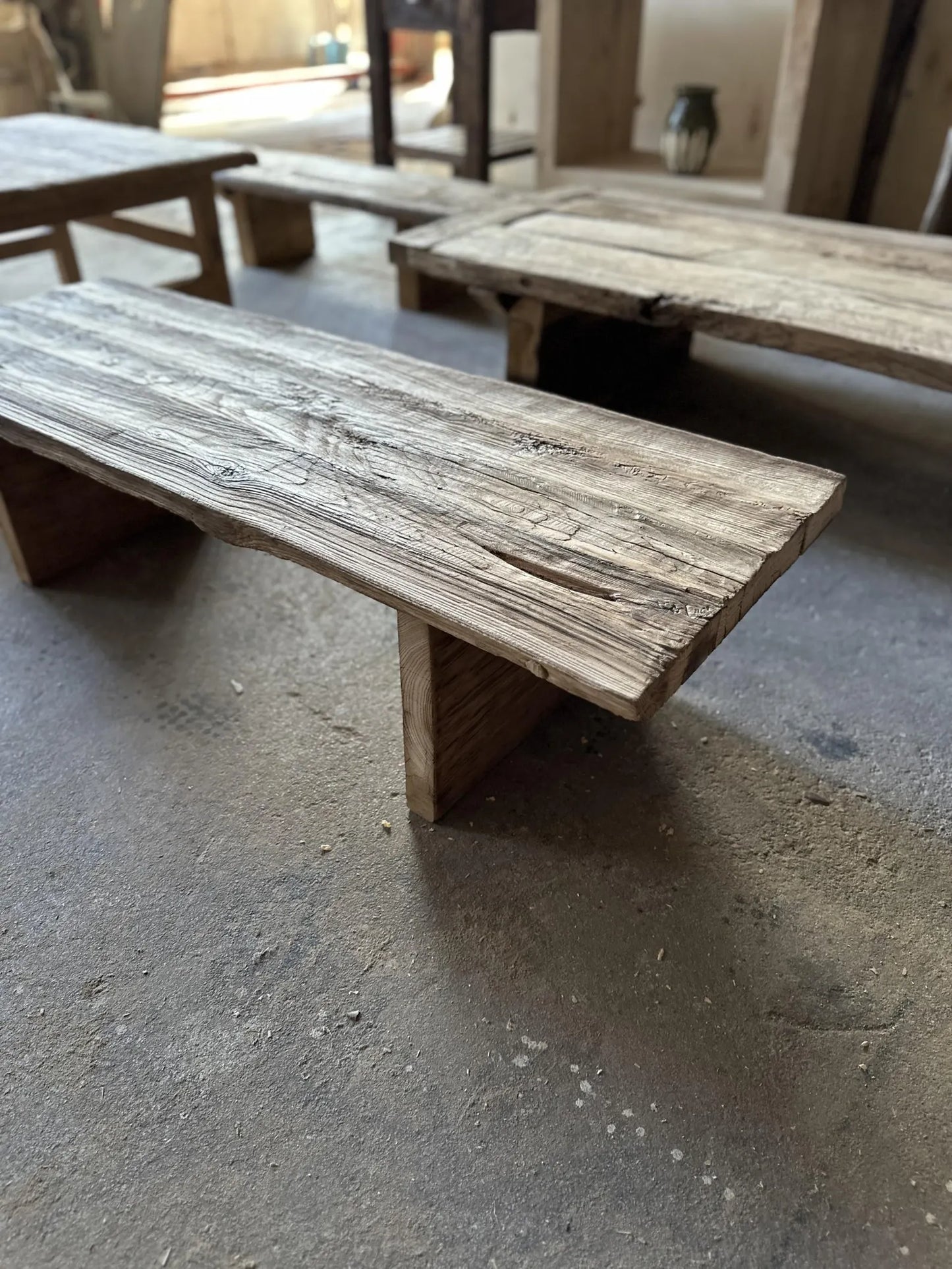 Rustic Low Oak Wood Coffee Table • Living Room Handmade Furniture