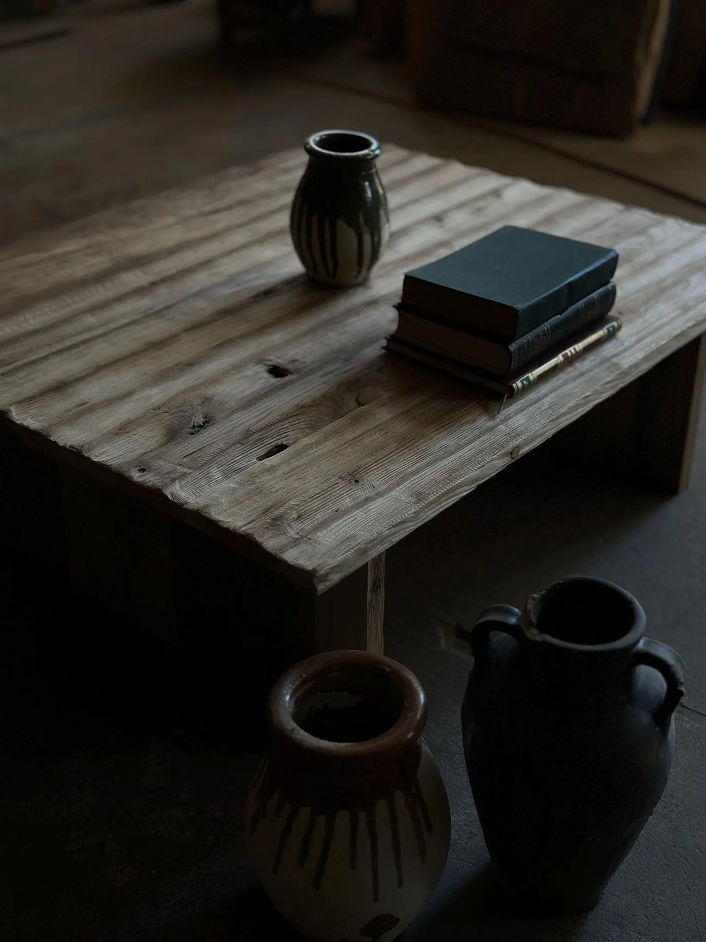 Rustic Reclaimed Low Oak Wood Coffee Table • Living Room Handmade Furniture