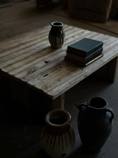 Rustic Reclaimed Low Oak Wood Coffee Table • Living Room Handmade Furniture