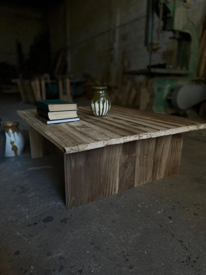 Rustic Reclaimed Low Oak Wood Coffee Table • Living Room Handmade Furniture
