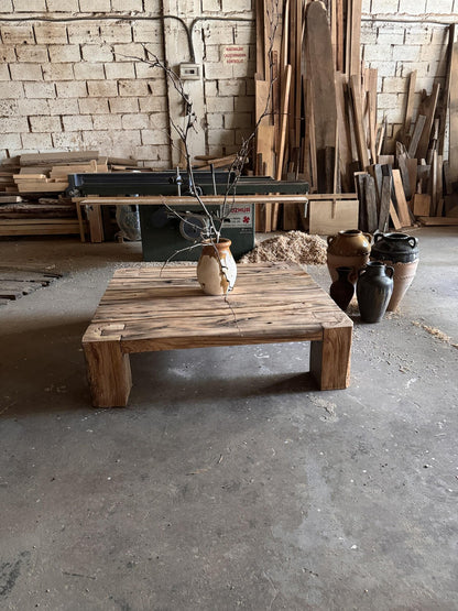 Rustic Reclaimed Barn Beam Oak Coffee Table • Handmade Large Wood Coffee Table
