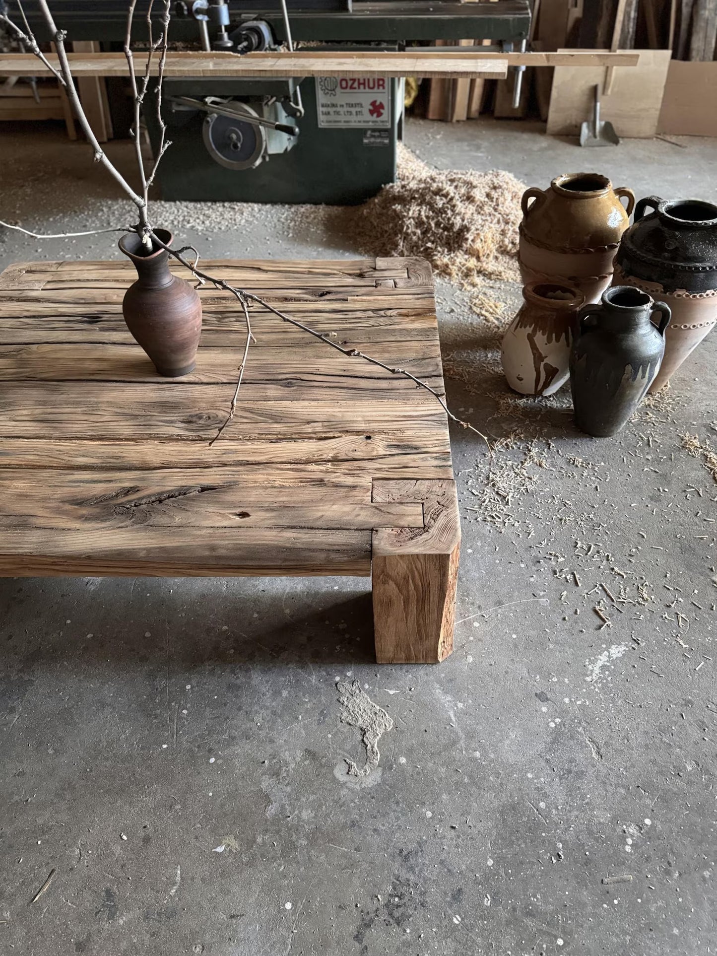 Rustic Reclaimed Barn Beam Oak Coffee Table • Handmade Large Wood Coffee Table