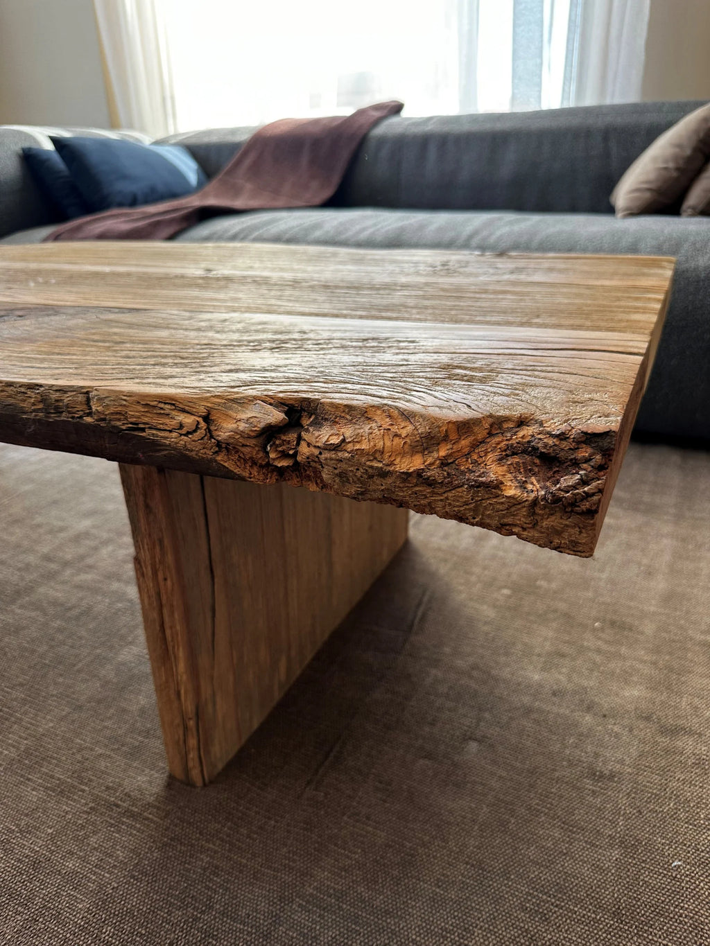 Rustic Large Coffee Table • Reclaimed Live Edge Wood • Handmade Furniture