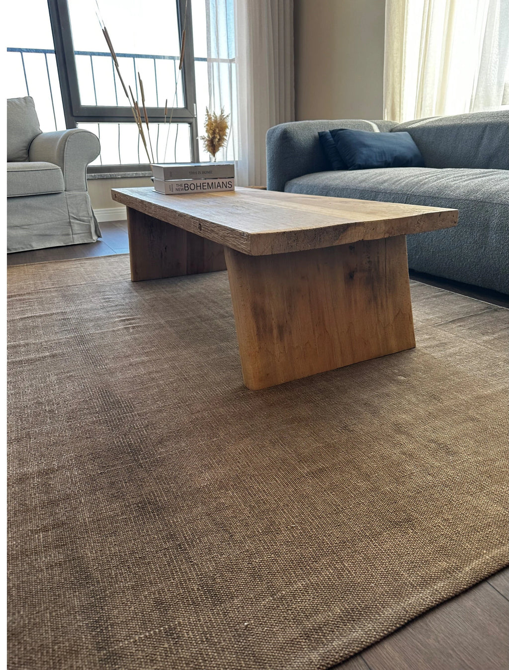 Rustic Large Coffee Table • Reclaimed Live Edge Wood • Handmade Furniture