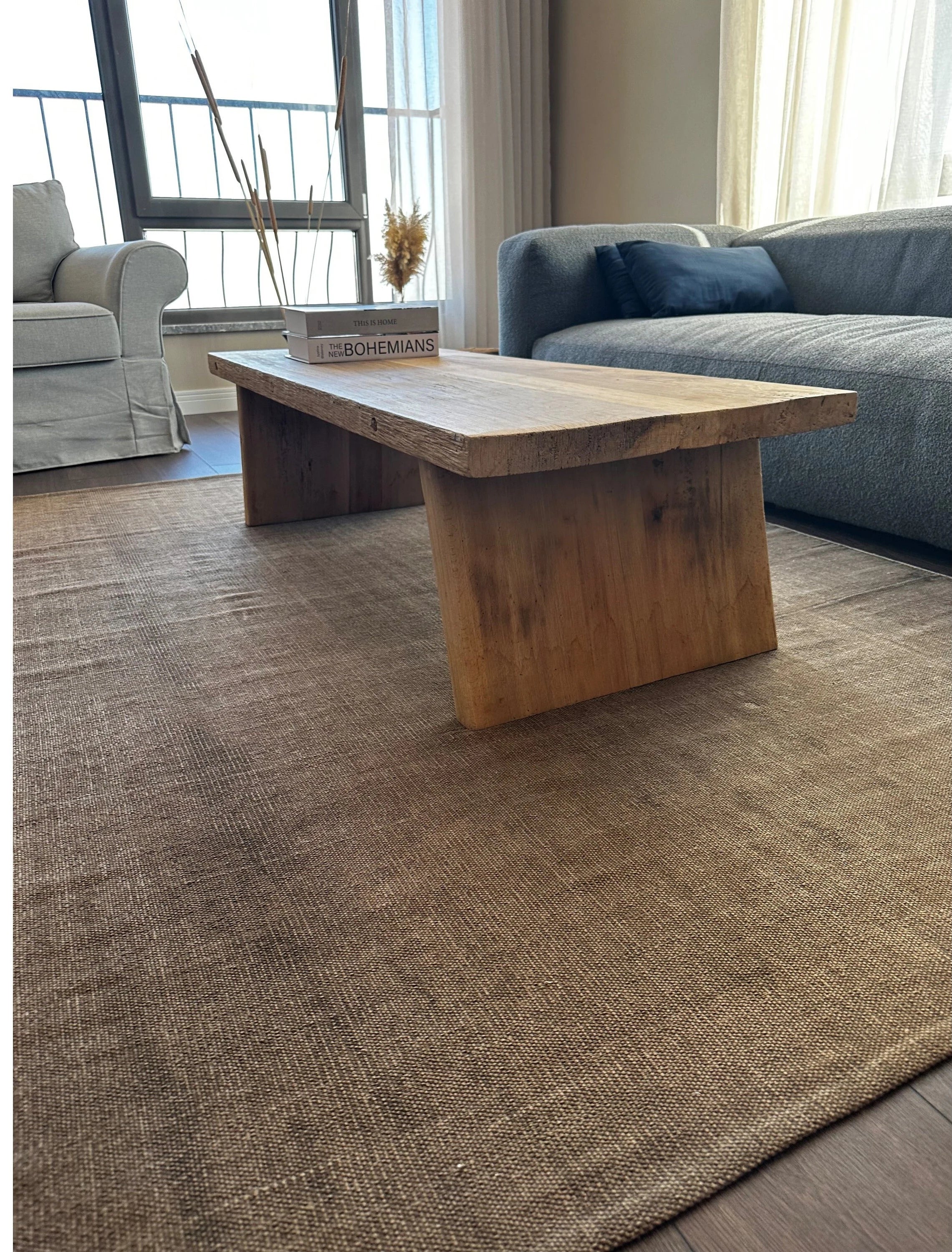 Rustic Large Coffee Table • Reclaimed Live Edge Wood • Handmade Furniture