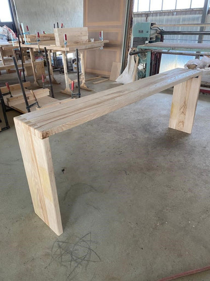 Narrow Entryway Live Edge Console Table  •  Handmade Farmhouse Reclaimed Oak Wood Furniture