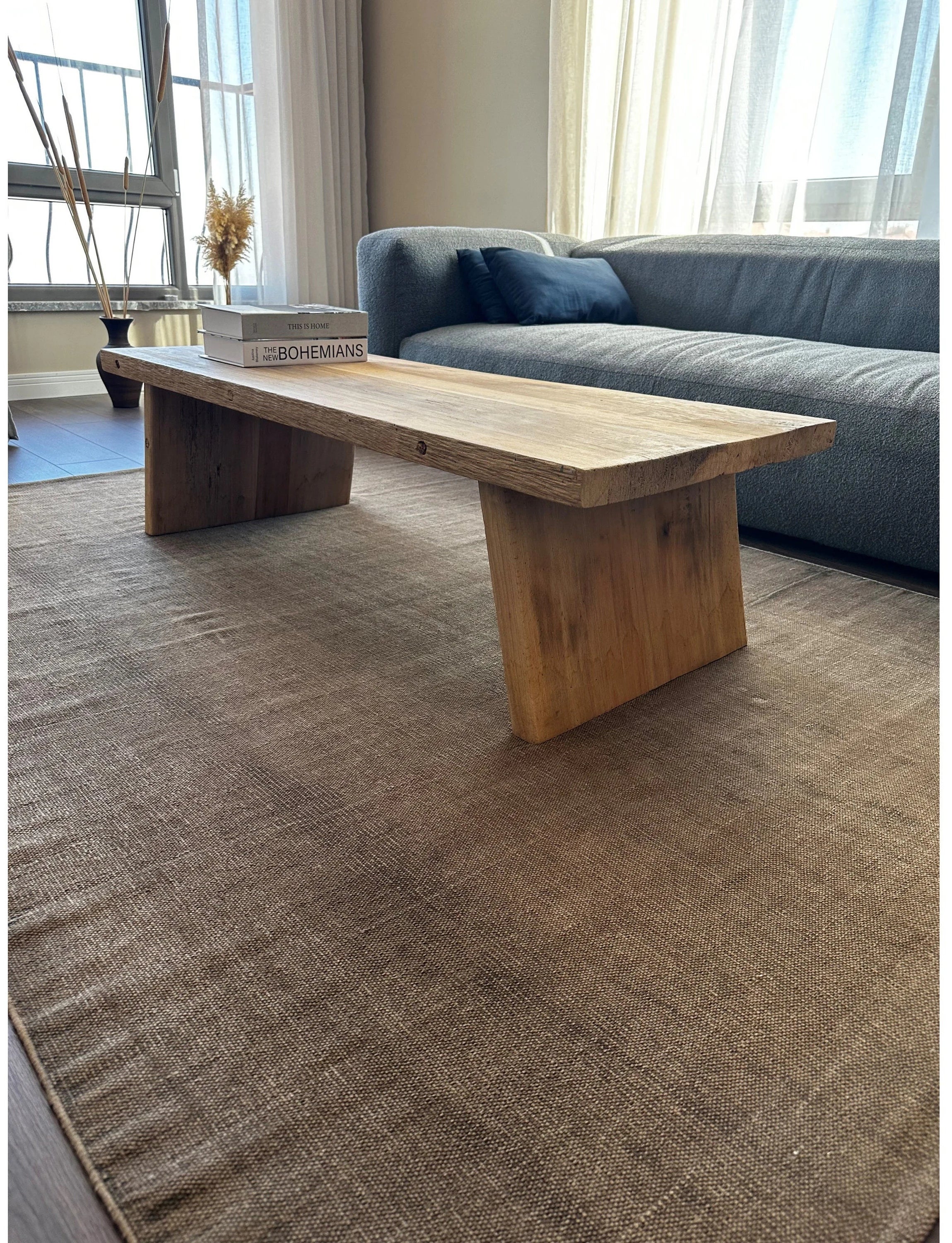 Rustic Large Coffee Table • Reclaimed Live Edge Wood • Handmade Furniture
