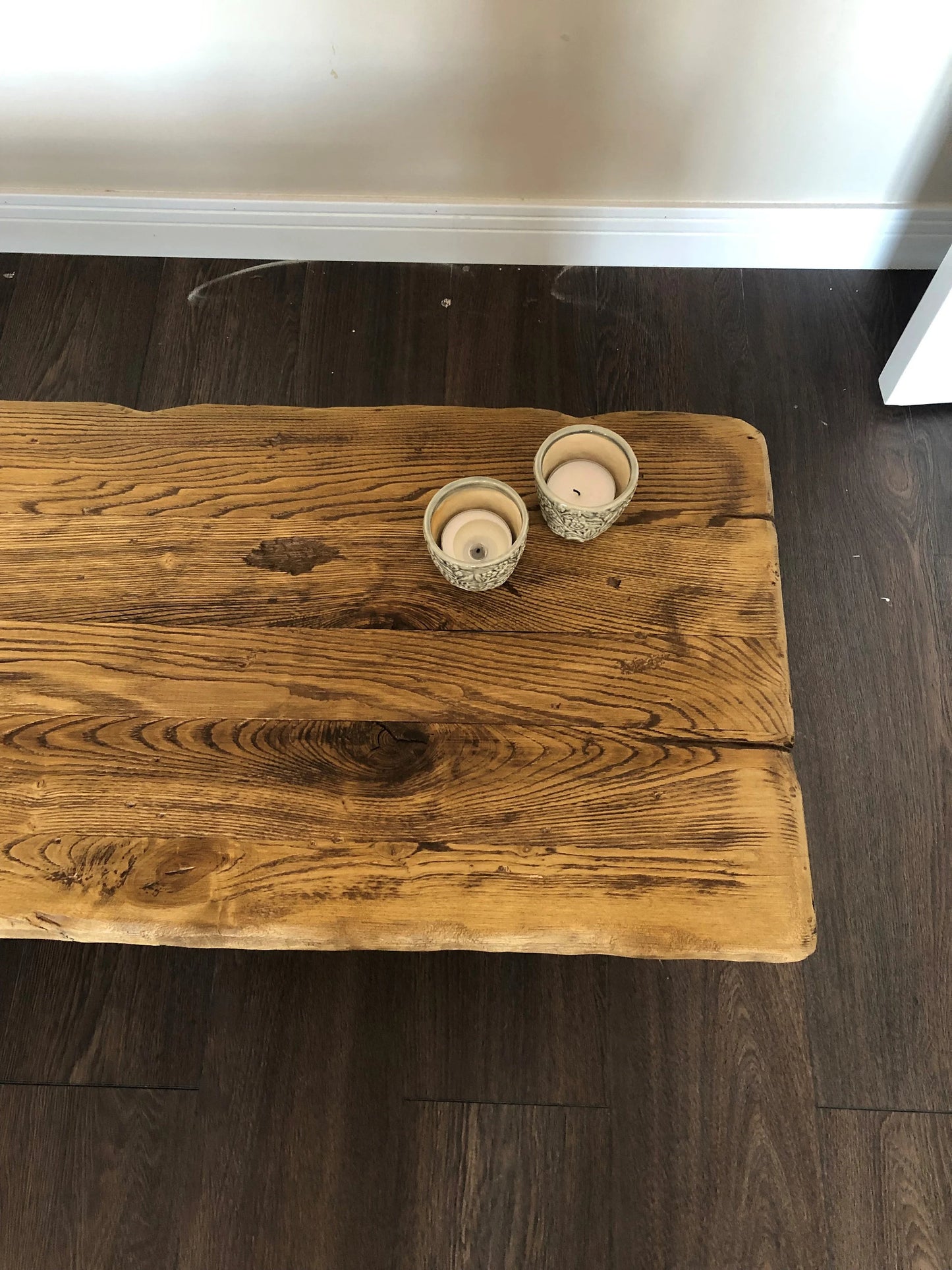 Unique Rustic Chestnut Wood Coffee Table • Reclaimed Live Edge Handmade Living Room Furniture