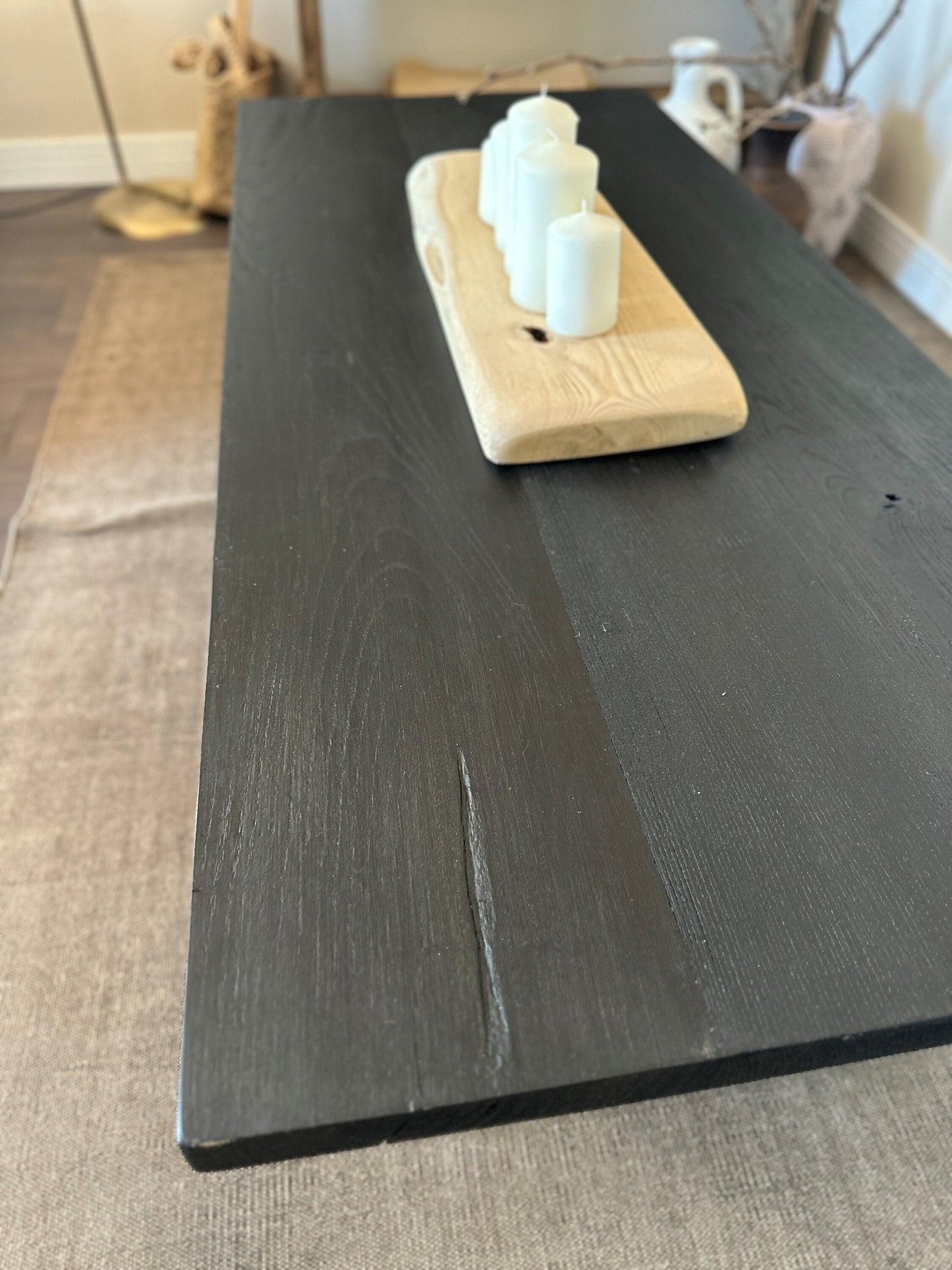 Black Coffee Table • Reclaimed Oak Solid Wood
