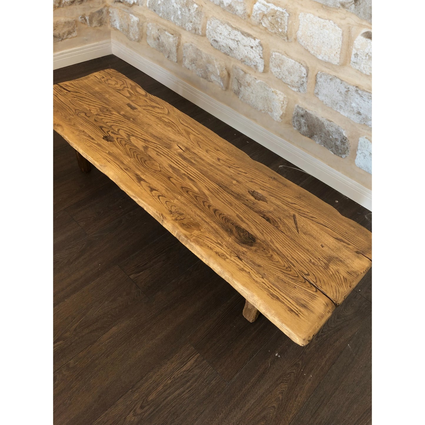 Unique Rustic Chestnut Wood Coffee Table • Reclaimed Live Edge Handmade Living Room Furniture