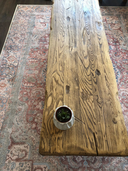 Unique Rustic Chestnut Wood Coffee Table • Reclaimed Live Edge Handmade Living Room Furniture