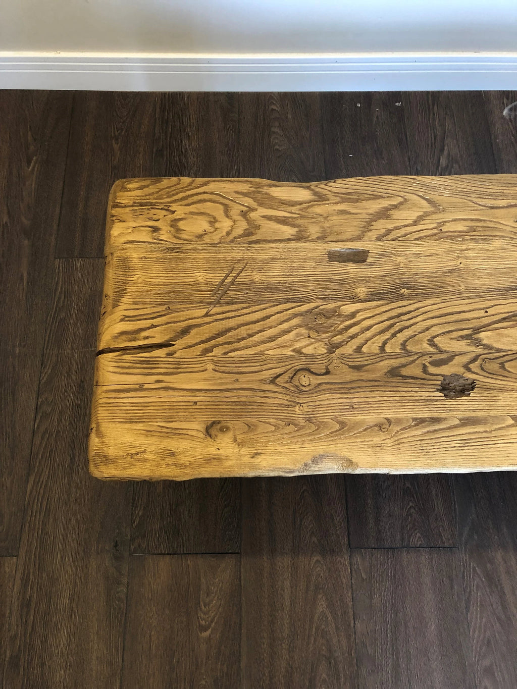 Unique Rustic Chestnut Wood Coffee Table • Reclaimed Live Edge Handmade Living Room Furniture