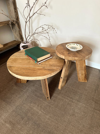 Unique Rustic Round Coffee Table Reclaimed Wood Side Table