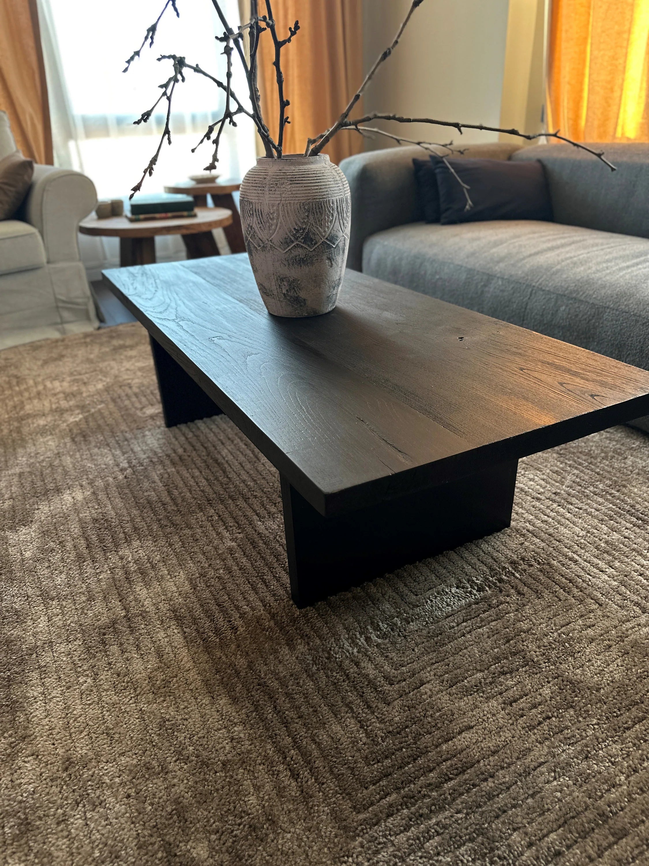 Black Coffee Table • Reclaimed Oak Solid Wood