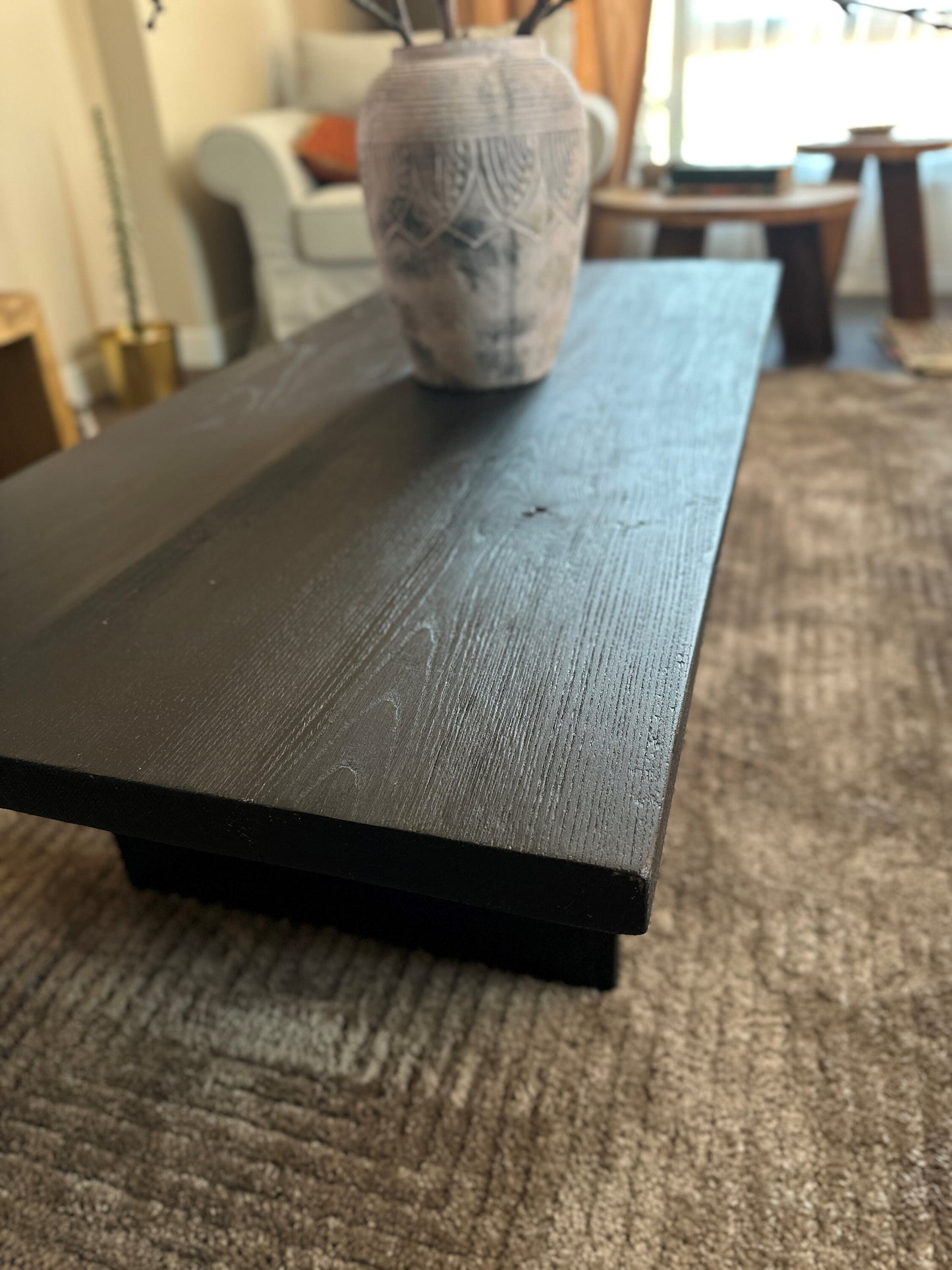 Black Coffee Table • Reclaimed Oak Solid Wood