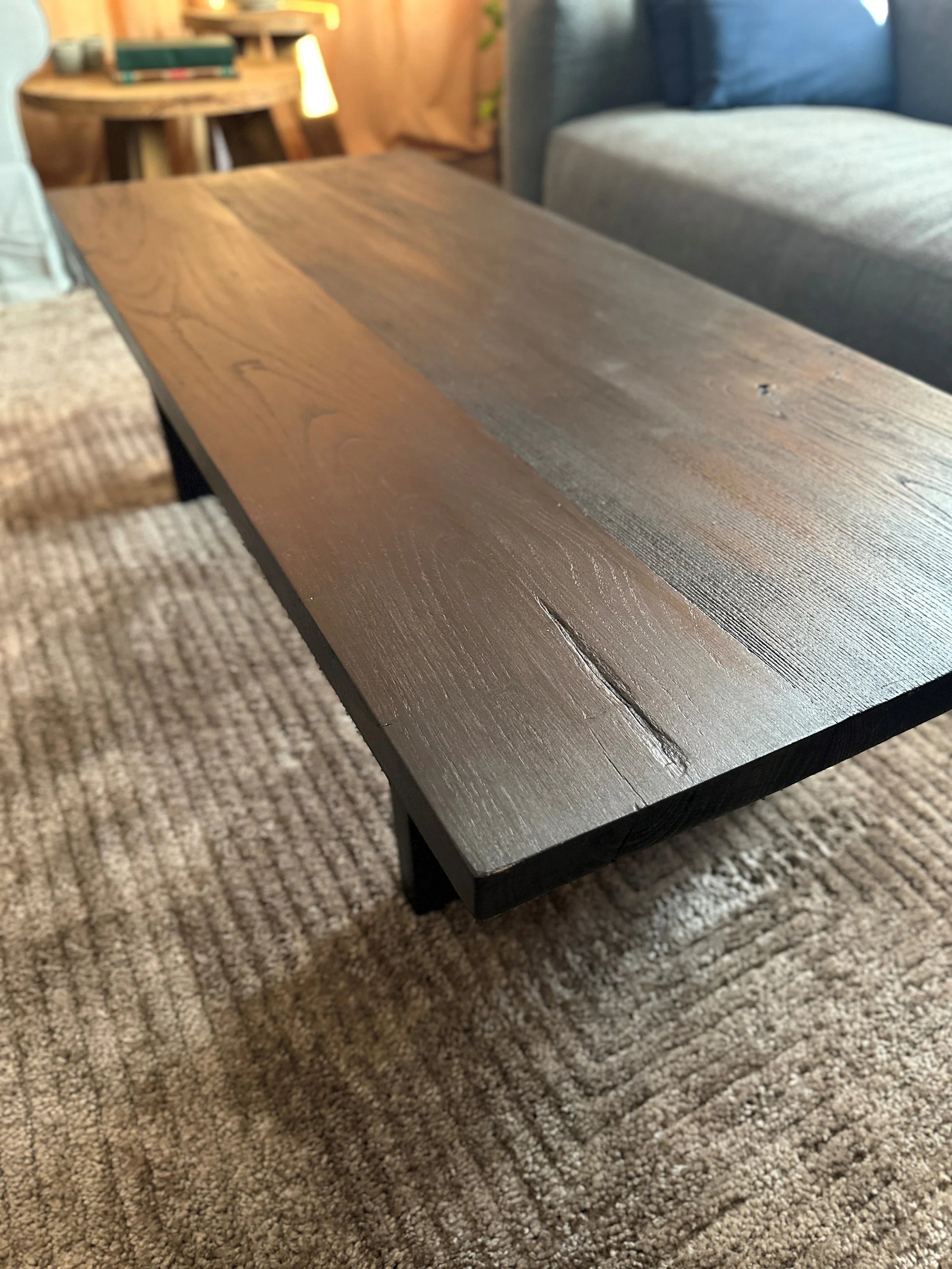 Black Coffee Table • Reclaimed Oak Solid Wood