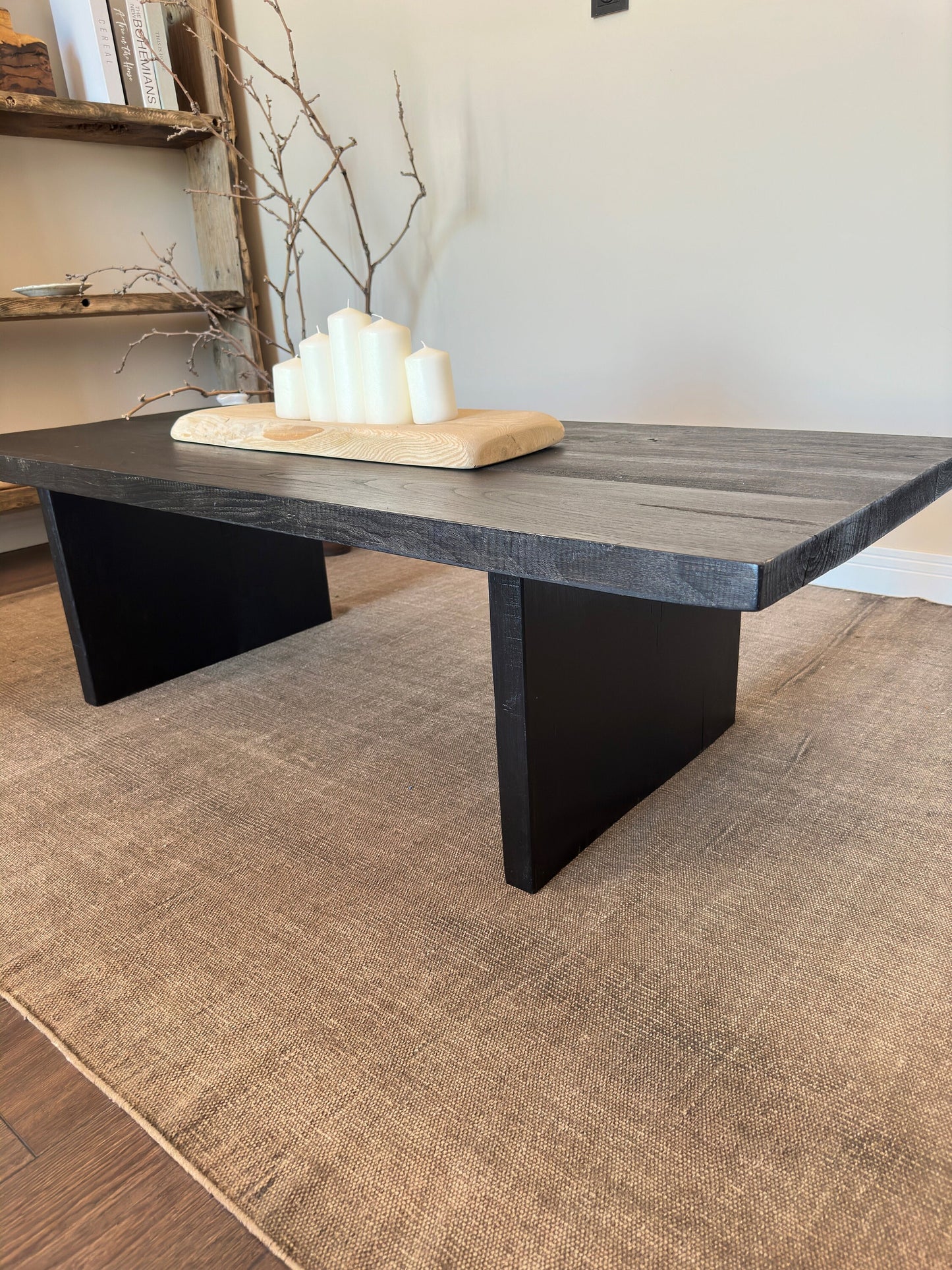 Black Coffee Table • Reclaimed Oak Solid Wood
