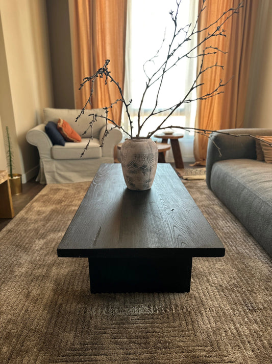 Black Coffee Table • Reclaimed Oak Solid Wood