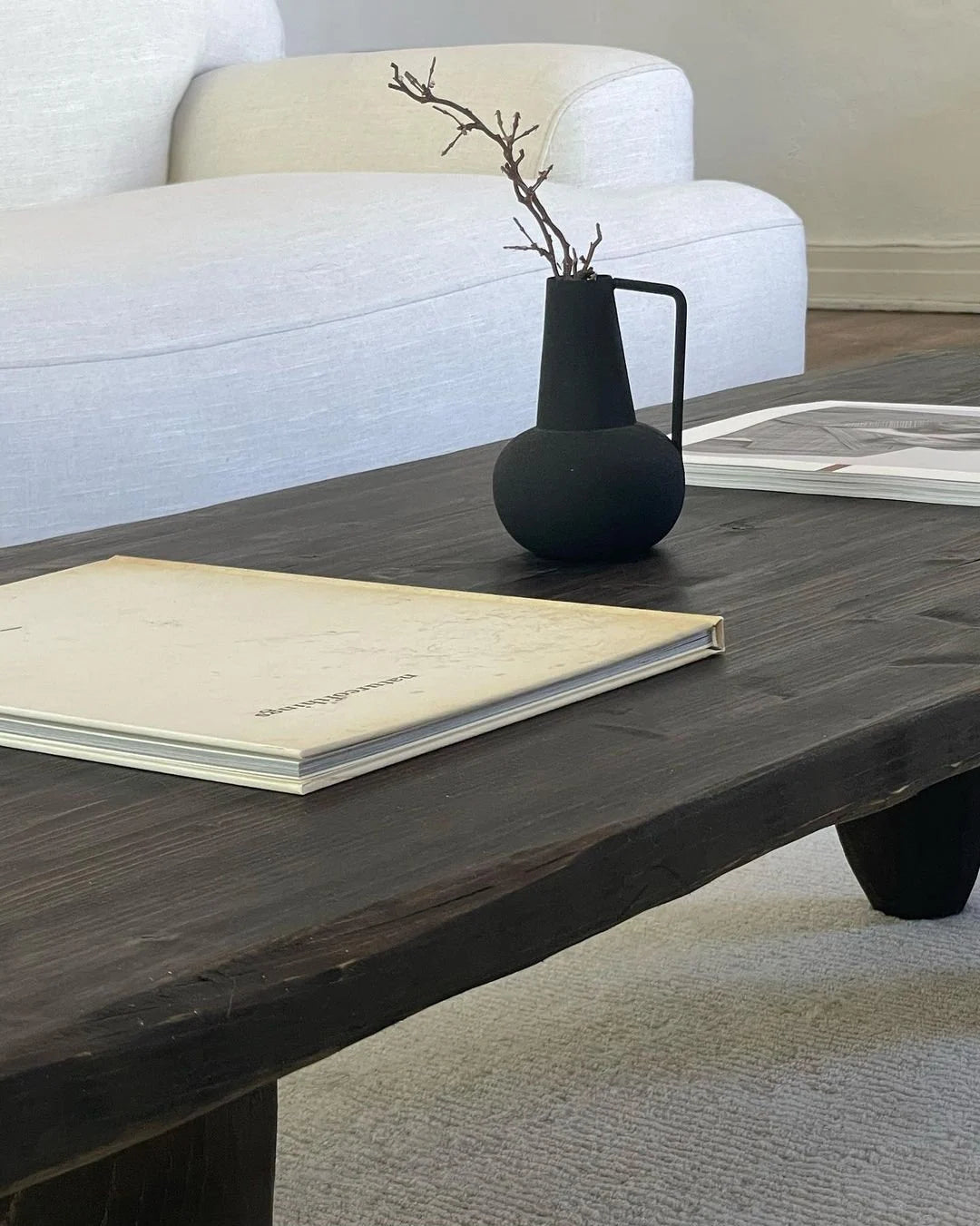 Rustic Low Wood Dark Brown Coffee Table Living Room Handmade Furnitu CustomWoodInteriors